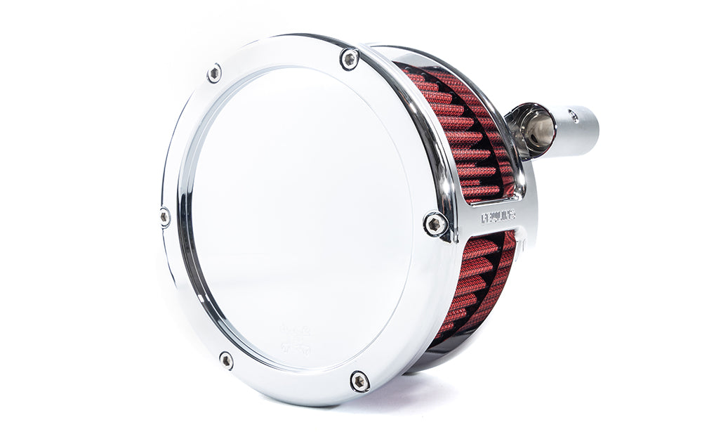 BA Air Cleaner Kit, Chrome finish, Red filter Evo Big Twin