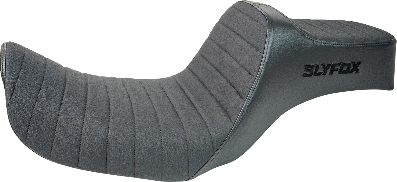 SLYFOX Highnoon Seat - Vinyl - Classic Stitch - Black Logo - Dyna '12-'16 4694A-slyfox